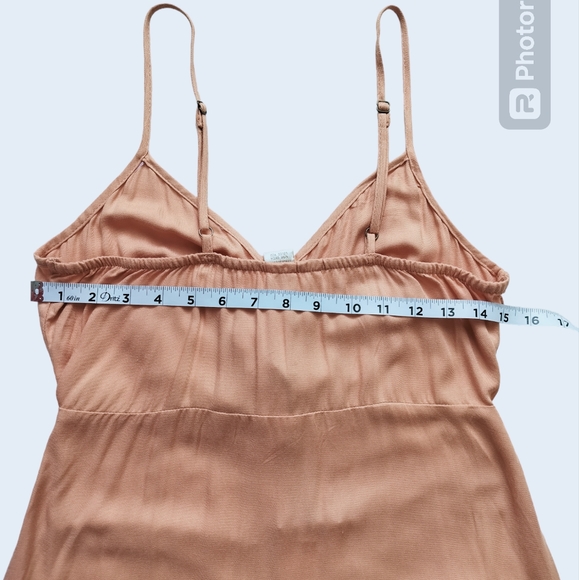 New Mimi Chica tan casual midi dress tie front button down size M - Picture 10 of 13